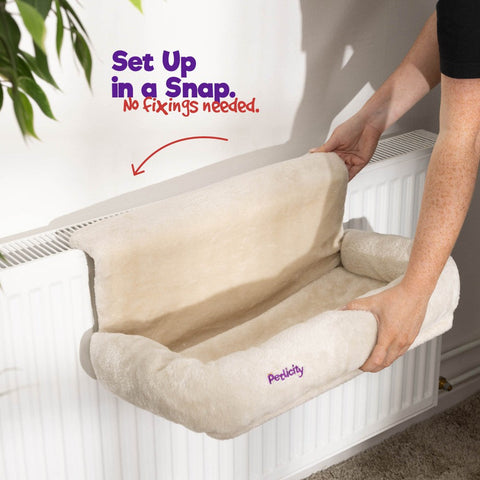 Snuggle Padded Cat Radiator Bed - Beige