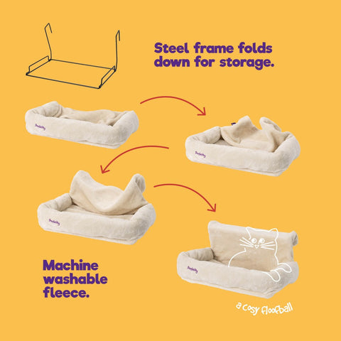Snuggle Padded Cat Radiator Bed - Beige