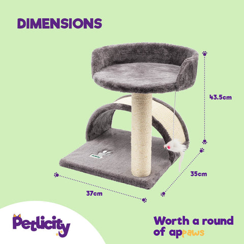 Cat Bed with Scratch Post - Grey